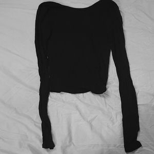 Scooped back black long sleeve shirt